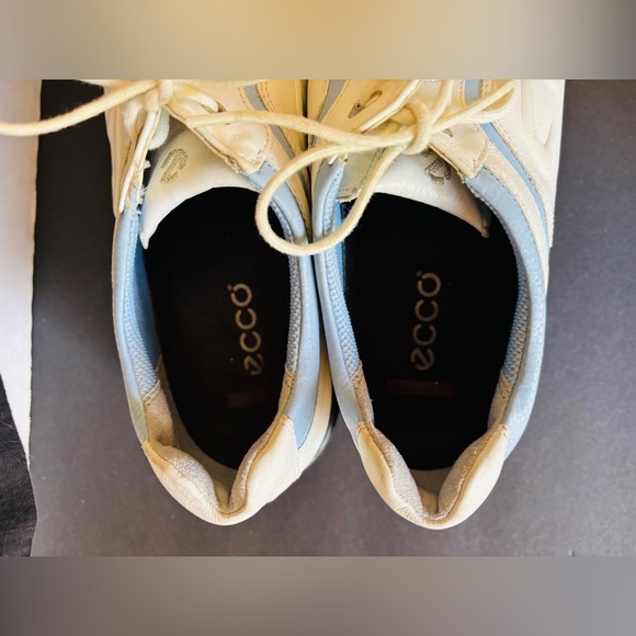 Ecco White and Blue Lace-up Golf Shoes Men’s Size 42 Style 38213 Cleats - Picture 6 of 9